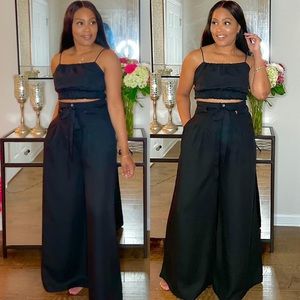 New 2 pc linen crop top and wide leg trousers sets